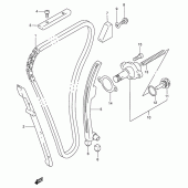Схема вузла: Ланцюг ГРМ & Натягувач & Заспокоювач для Suzuki RF900