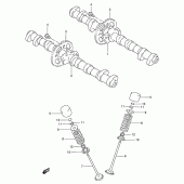 Схема вузла: Розподільний вал & Клапан для Suzuki RF900