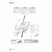 Схема вузла: Інформаційні наклейки (An400l1 e19) ​​для Suzuki AN400 Burgman (EU analogue of SkyWave)
