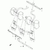 Схема вузла: З'єднувачі карбюратора (Model t/v/w/x) для Suzuki GSF600 Bandit S