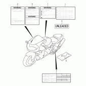 Схема вузла: Інформаційні наклейки (Model w/x/y) для Suzuki TL1000