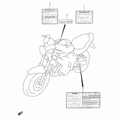 Схема вузла: Інформаційні наклейки (Model t/v/w/x) для Suzuki GSF600 Bandit S