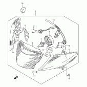 Схема вузла: Фара (Model k1/k2 e19, e54, p37) для Suzuki AN400 Burgman (EU analogue of SkyWave)