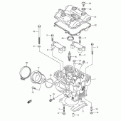 Схема вузла: Задня головка циліндра & Прокладка головки & Свічка запалювання Suzuki DL1000 V-Strom