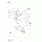 Схема узла: Передний обтекатель для Suzuki AN650 Burgman (EU analogue of SkyWave)