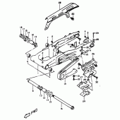 Схема вузла: Задній важіль підвіски (E24) для Suzuki DR350