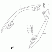 Схема вузла: Опори пасажира (Side)(model k3) для Suzuki AN400 Burgman (EU analogue of SkyWave)