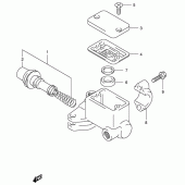 Схема вузла: Передній гальмівний циліндр Suzuki AN400 Burgman (EU analogue of SkyWave)