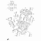 Схема вузла: Задня головка циліндра & Прокладка головки & Свічка запалювання Suzuki TL1000