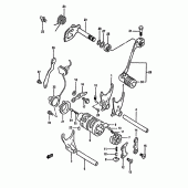 Схема вузла: Копірний вал & Вилки & Вал перемикання для Suzuki DR650 DR650R