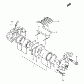 Схема узла: Задний тормозной суппорт (Model l/m/n) для Suzuki VX800 VX800