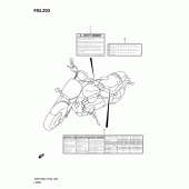 Схема вузла: Інформаційні наклейки (Vzr1800ufl2 e19) ​​для Suzuki VZR1800 Intruder M1800R/ Boulevard M109R
