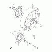 Схема узла: Переднее колесо (Model k/l/m/n/p/r/s/t) для Suzuki GSX600 Katana