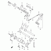 Схема вузла: Копірний вал & Вилки & Вал перемикання (Model v/w) для Suzuki TL1000