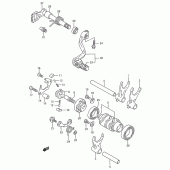 Схема вузла: Копірний вал & Вилки & Вал перемикання для Suzuki RM250
