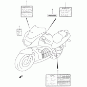Схема вузла: Інформаційні наклейки (Model t/v/w) для Suzuki RF900