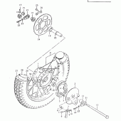 Схема вузла: Заднє колесо Suzuki TS125