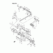 Схема вузла: Копірний вал & Вилки & Вал перемикання (Model m/n/p/r/s e2, e4, e17, e21, e22, e24, e34) для Suzuki VS1400 Intruder 1400
