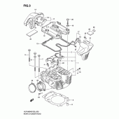 Схема вузла: Задня головка циліндра & Прокладка головки & Свічка запалювання Suzuki VLR1800 Intruder C1800R/ Boulevard C109R