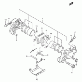Схема вузла: Задній гальмівний супорт (Model p/r) для Suzuki GSX-R1100