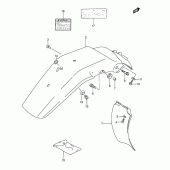 Схема вузла: Заднє крило & Інформаційні наклейки (Model r/s/t) для Suzuki DR350