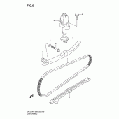 Схема вузла: Ланцюг ГРМ & Натягувач & Заспокоювач Suzuki DR-Z70