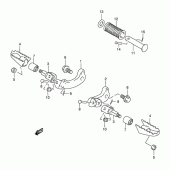 Схема вузла: Підніжки (Model k1 e24/model k2 e6, p9/model k3/k4/k5 e6) для Suzuki DR200 DR200SE