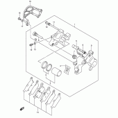Схема вузла: Задній гальмівний супорт (Model k1/k2/k3) для Suzuki RM125
