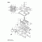 Схема вузла: Задня головка циліндра & Прокладка головки & Свічка запалювання Suzuki SV650
