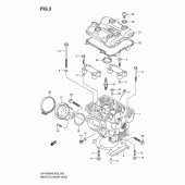 Схема вузла: Задня головка циліндра & Прокладка головки & Свічка запалювання Suzuki SV1000