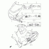 Схема вузла: Передній обтічник (Model s) для Suzuki GSX-R1100
