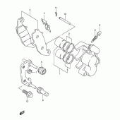 Схема вузла: Передній гальмівний супорт (Model t) для Suzuki DR800