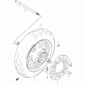 Схема вузла: Переднє колесо для Suzuki AN400 Burgman (EU analogue of SkyWave)