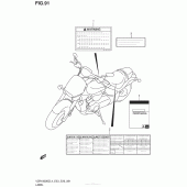 Схема вузла: Інформаційні наклейки (Vzr1800Bzl4 E28) для Suzuki VZR1800 Boulevard M109R BOSS