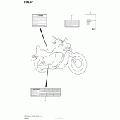 Схема вузла: Інформаційні наклейки (Ls650L4 E03) для Suzuki LS650 Boulevard S40