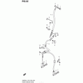 Схема вузла: Передній гальмівний шланг Suzuki AN650 Burgman (EU analogue of SkyWave)
