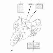 Схема вузла: Інформаційні наклейки (Model t/v/w) для Suzuki GSX-R1100