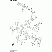 Схема вузла: Копірний вал & Вилки & Вал перемикання для Suzuki DR200 DR200S