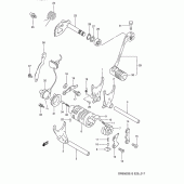 Схема вузла: Копірний вал & Вилки & Вал перемикання для Suzuki DR650 DR650S