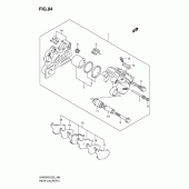 Схема узла: Задний тормозной суппорт (See note) для Suzuki SV650