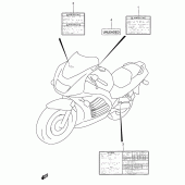 Схема вузла: Інформаційні наклейки (Model p/r/s) для Suzuki RF600