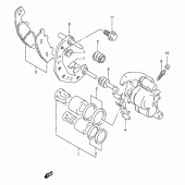 Схема вузла: Передній гальмівний супорт (Model n/p/r/t/v) для Suzuki GSX250 Across
