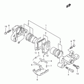 Схема вузла: Задній гальмівний супорт для Suzuki GSX400