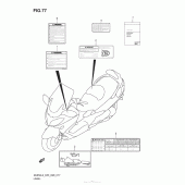Схема узла: Информационные наклейки (An650L3 E03) для Suzuki AN650 Burgman (EU analogue of SkyWave)