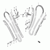 Схема вузла: Ланцюг ГРМ & Натягувач & Заспокоювач Suzuki VL1500 Intruder LC