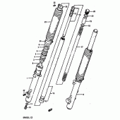 Схема вузла: Вилка передньої осі для Suzuki DR800