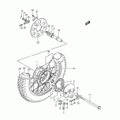 Схема вузла: Заднє колесо Suzuki TS185