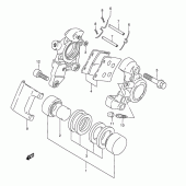 Схема вузла: Задній гальмівний супорт (Model x/y/k1) для Suzuki VL1500 Intruder LC