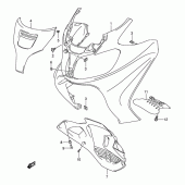 Схема вузла: Передній обтічник (An650k5) для Suzuki AN650 Burgman (EU analogue of SkyWave)
