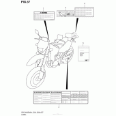 Схема вузла: Інформаційні наклейки (Dr-Z400Sml4 E33) для Suzuki DR-Z400 DR-Z400SM